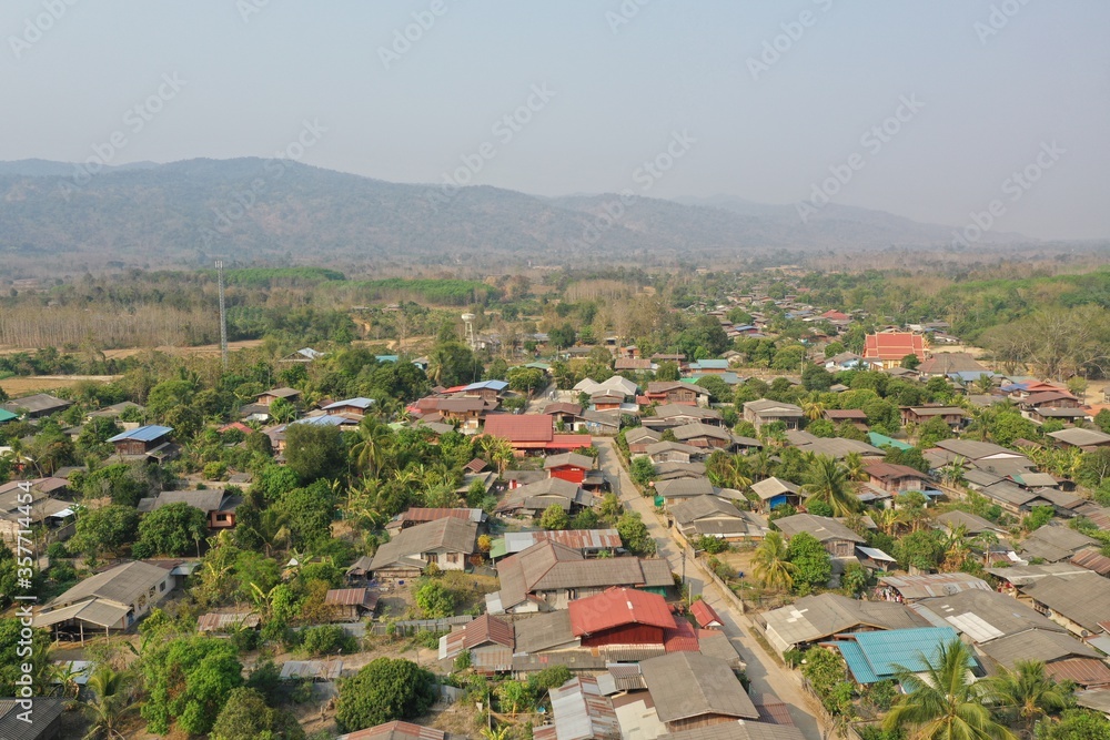 Beautiful scenic view of smal village in Phrae Thailand