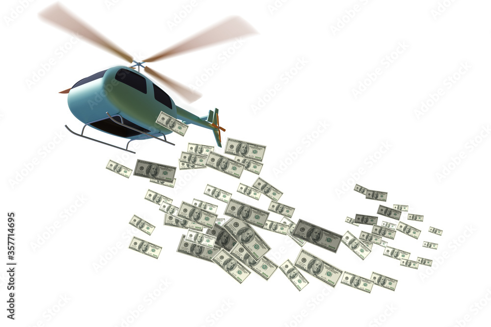 Fototapeta premium Concept of helicopter money in economic stimulation