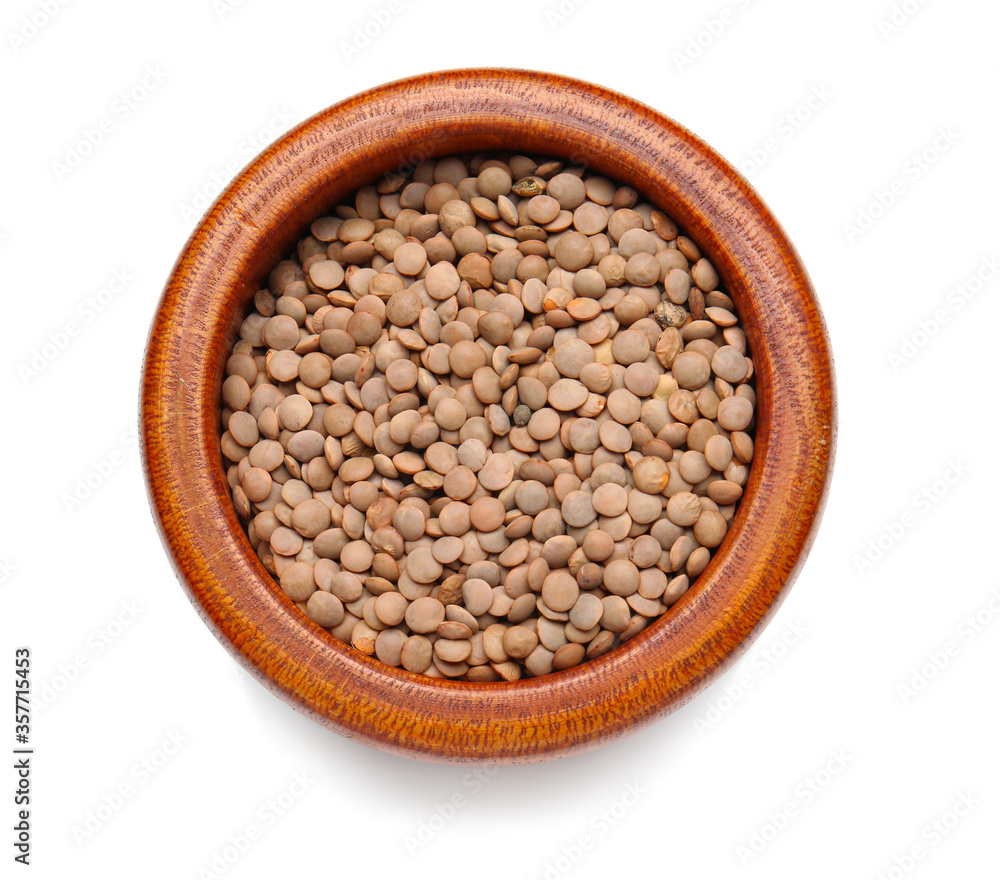 Bowl with lentils on white background Bowl with lentils on white background