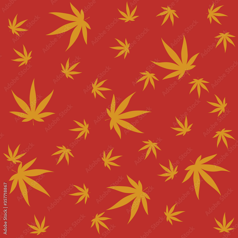 cannabis leafs in motion falling on orange cannabis leafs in motion falling on orange