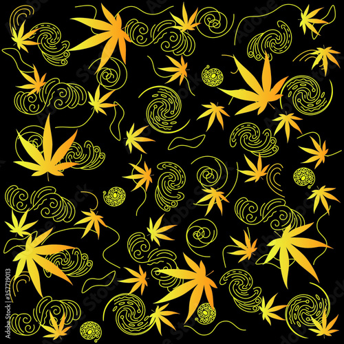 marijuana organic shapes in yellow