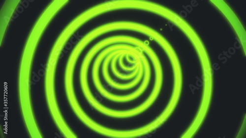 abstract neon circle tunnel motion background. Computer generated neon tunnel of circles composed of bright azure lines on white background. 3D rendering animated negative 4k video.