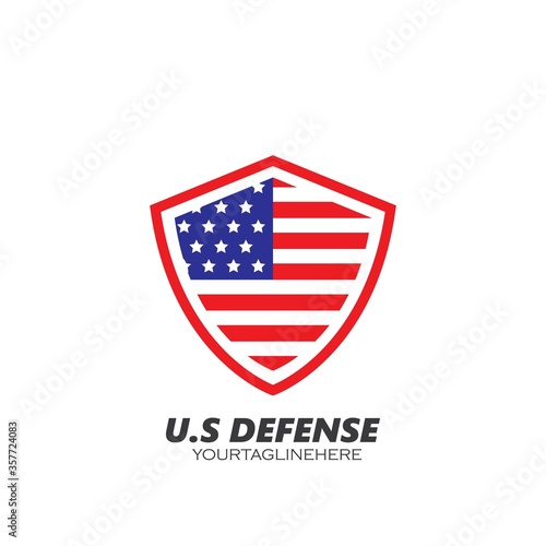 u.s.a flag shield defense vector illustration design