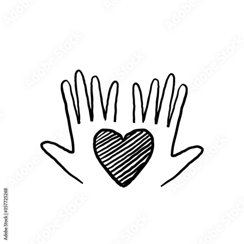 hand drawn doodle Relationship, Mutual Understanding, Mutual Assistance, Interaction, Friendship and Love symbol illustration cartoon style