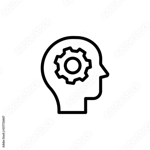 Processing, brain, gear concept line icon. Simple element illustration. Processing, brain, gear concept outline symbol design from Business strategy set. Can be used for web and mobile