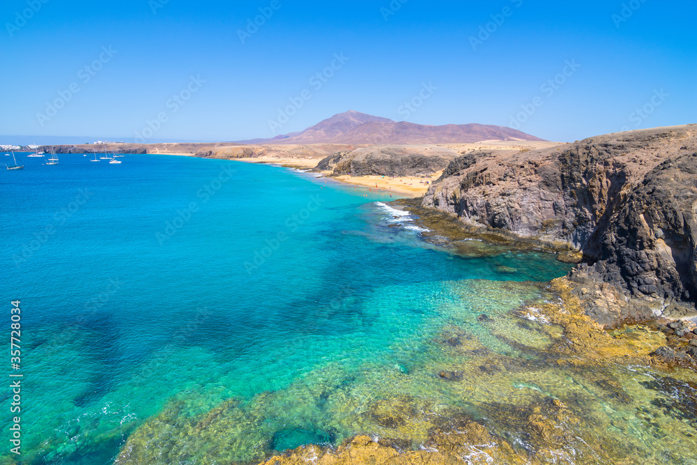 Beautiful view of Parrot Beach ( Papagayo Beach) - Lanzarote, Canary Islands - Spain