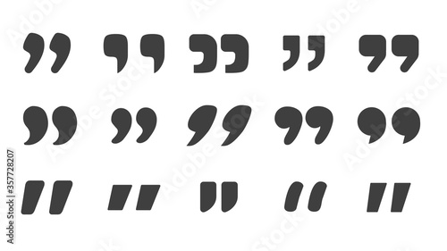 Vector quotation mark set For entering in the speech text box Isolated on white background.