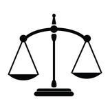 Justice Scale Balance Old and Ancient. Black and white illustration. EPS Vector 