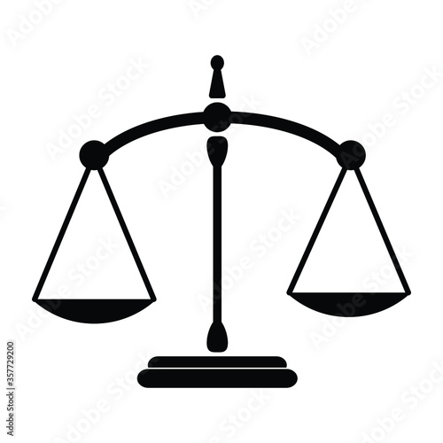 Justice Scale Balance Old and Ancient. Black and white illustration. EPS Vector  photo