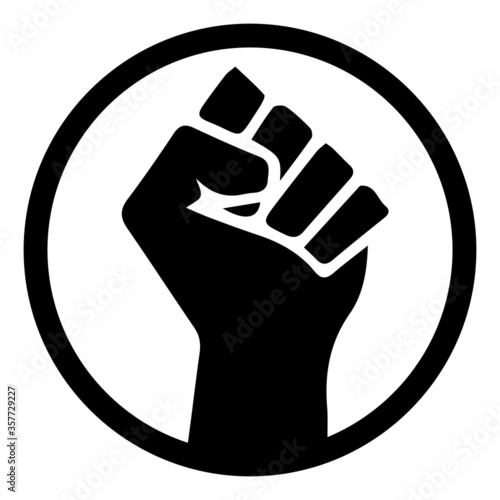 Black Lives Matter. Black and white illustration depicting BLM Fist in Circle. EPS Vector 