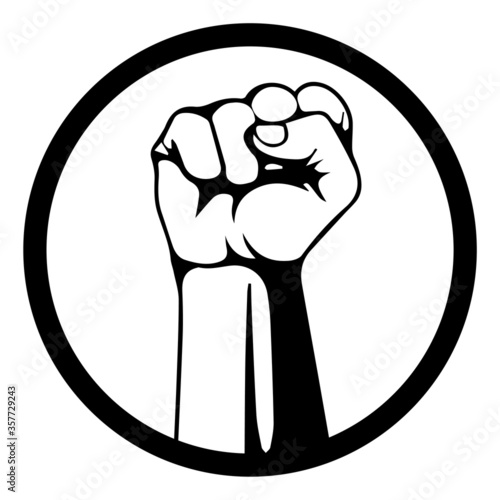 Black Lives Matter. Black and white illustration depicting BLM Fist in Circle. EPS Vector 