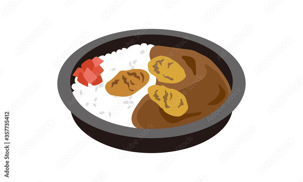 日本の持ち帰りのカキフライカレー弁当 日本の持ち帰りのカキフライカレー弁当