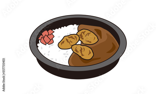 日本の持ち帰りのカキフライカレー弁当