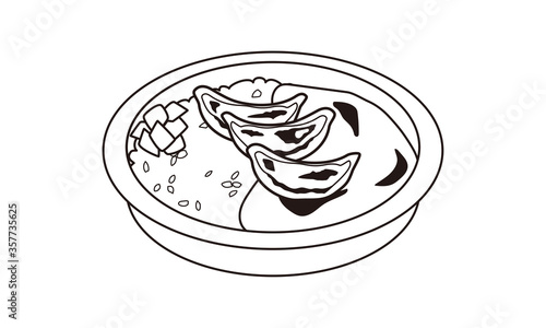 日本の持ち帰りの餃子カレー弁当
