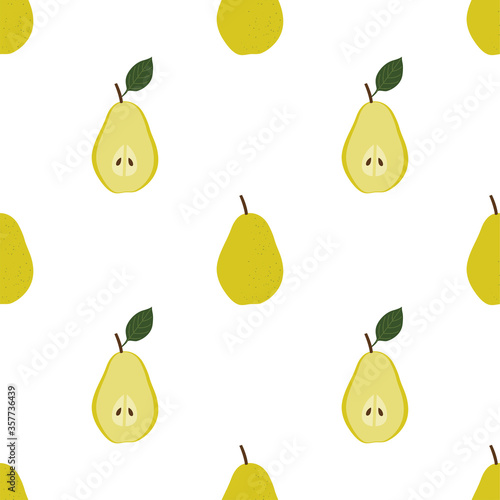 Pear. Colored Seamless Vector Patterns