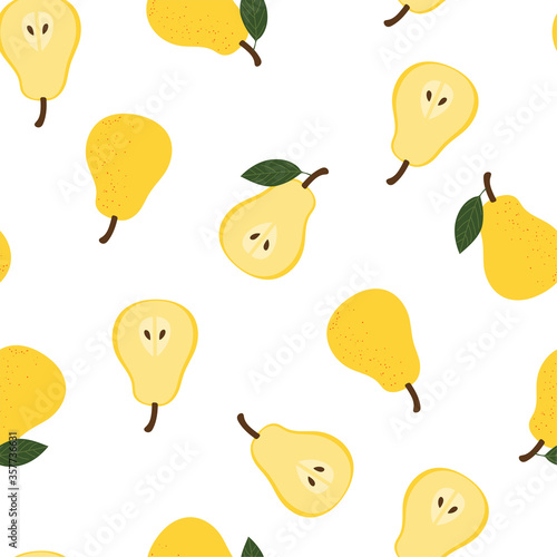 Pear. Colored Seamless Vector Patterns