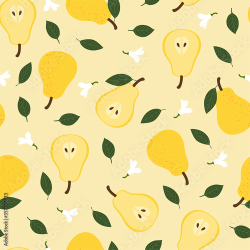 Pear. Colored Seamless Vector Patterns