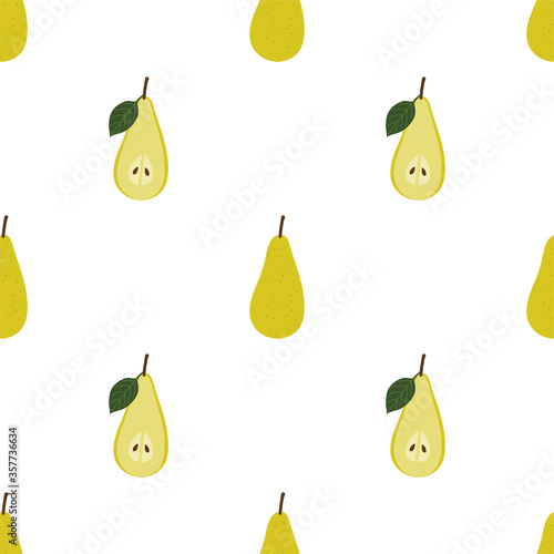 Pear. Colored Seamless Vector Patterns