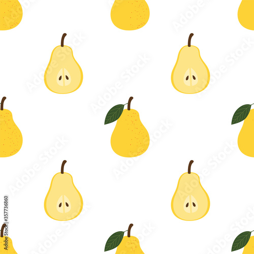 Pear. Colored Seamless Vector Patterns