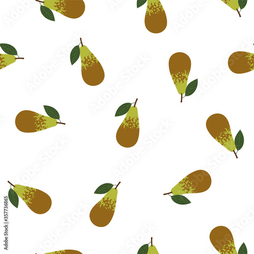 Pear. Colored Seamless Vector Patterns