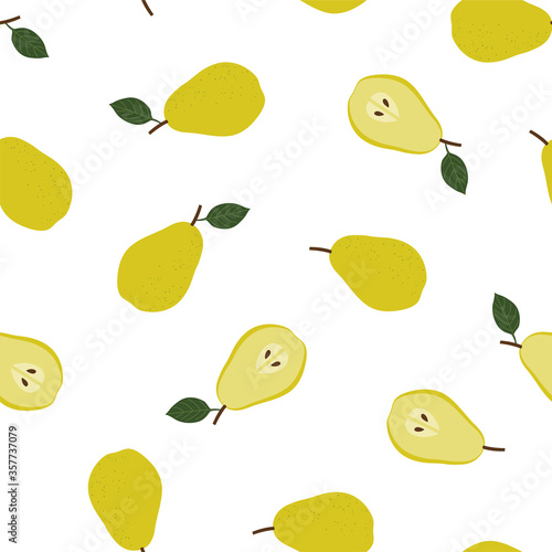 Pear. Colored Seamless Vector Patterns