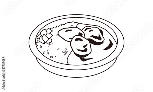 日本の持ち帰りのから揚げカレー弁当