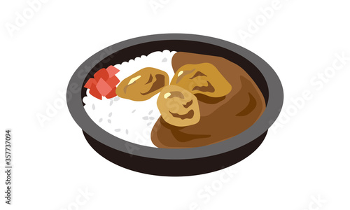 日本の持ち帰りのから揚げカレー弁当