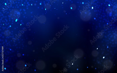 Dark BLUE vector background with beautiful snowflakes.