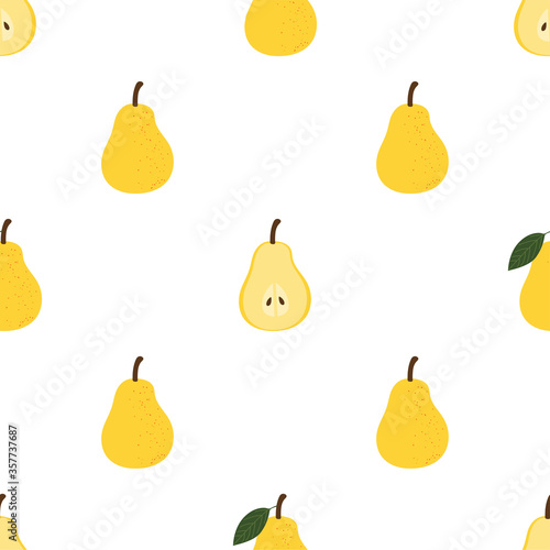 Pear. Colored Seamless Vector Patterns