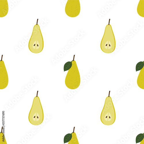 Pear. Colored Seamless Vector Patterns