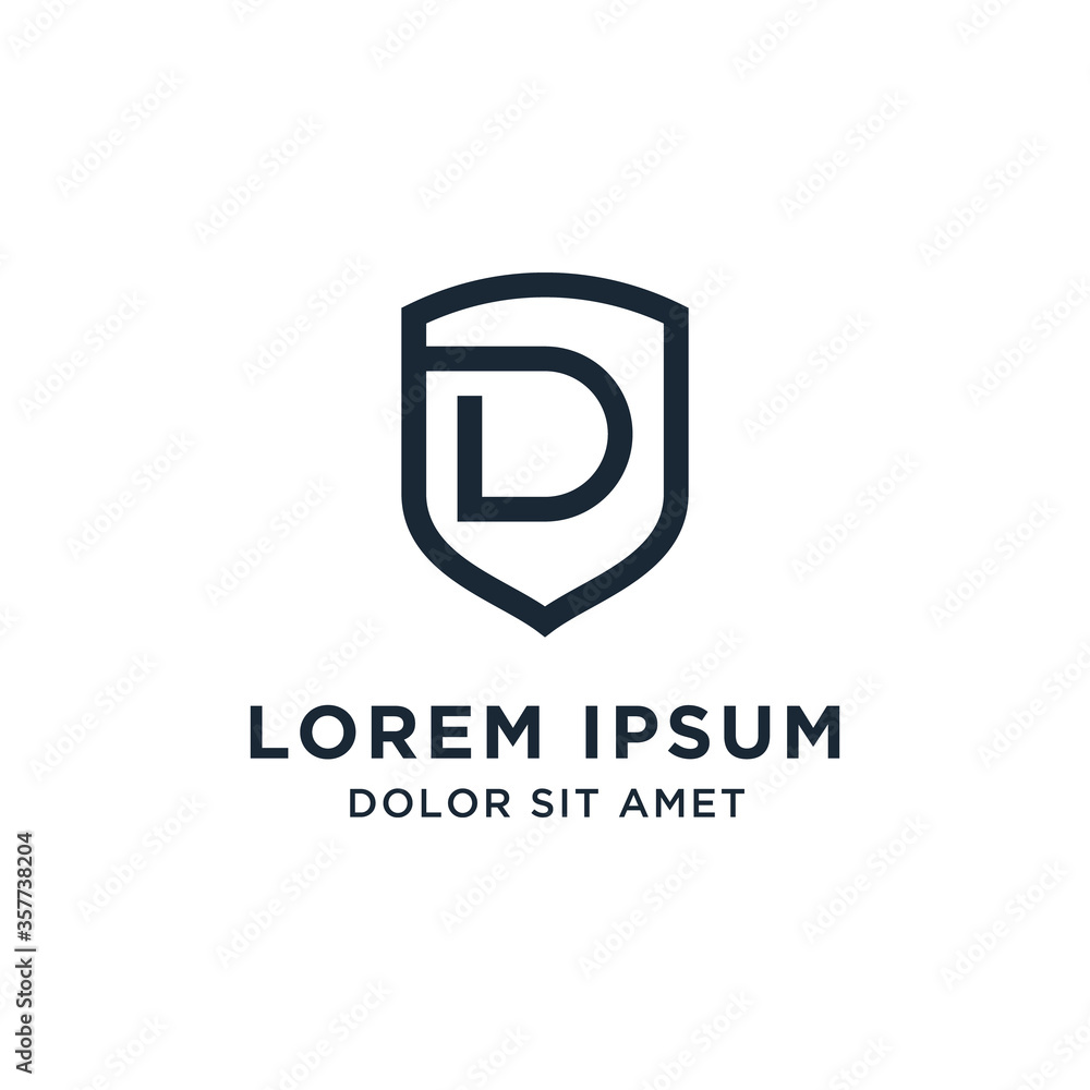 Letter D Shield Logo Line Vector Design Letter D Shield Logo Line Vector Design