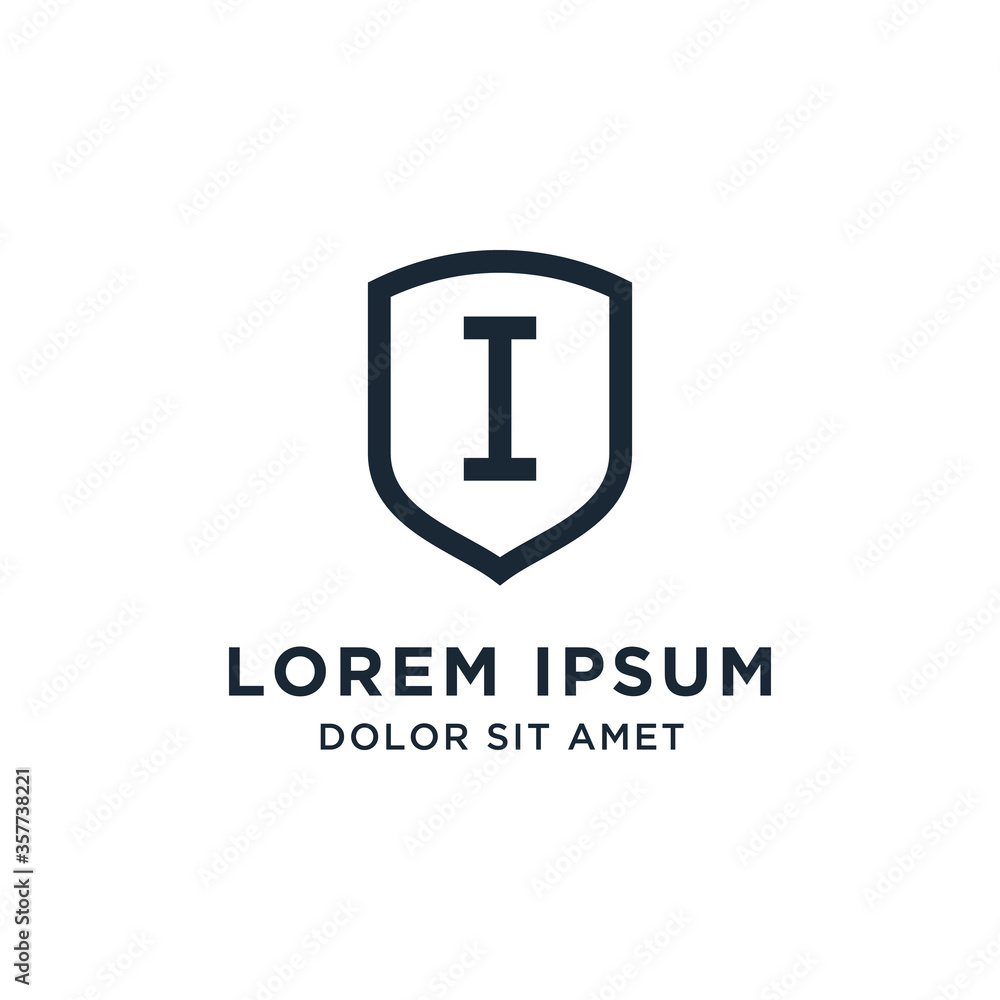 Letter I Shield Logo Line Vector Design Letter I Shield Logo Line Vector Design