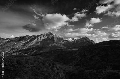 Switzerland Alps Graubuenden Mountain Scenery Piz Beverin black and white photo