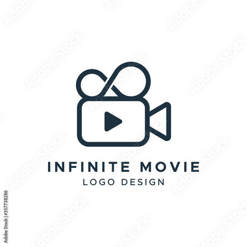 Cinema, Movie Icon Logo Design Template with Infinity Symbols.