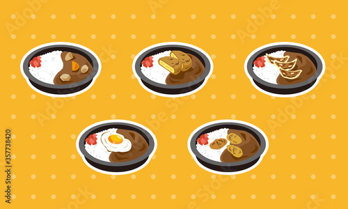 日本の持ち帰りのカレー弁当5点セット