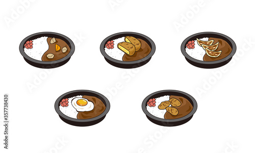 日本の持ち帰りのカレー弁当5点セット