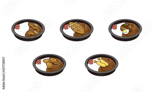 日本の持ち帰りのカレー弁当5点セット