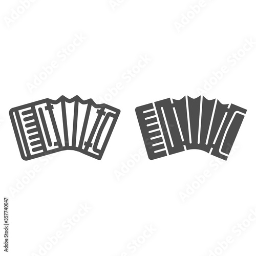 Accordion line and solid icon, Music instruments concept, Classical bayan sign on white background, harmonic icon in outline style for mobile concept and web design. Vector graphics.