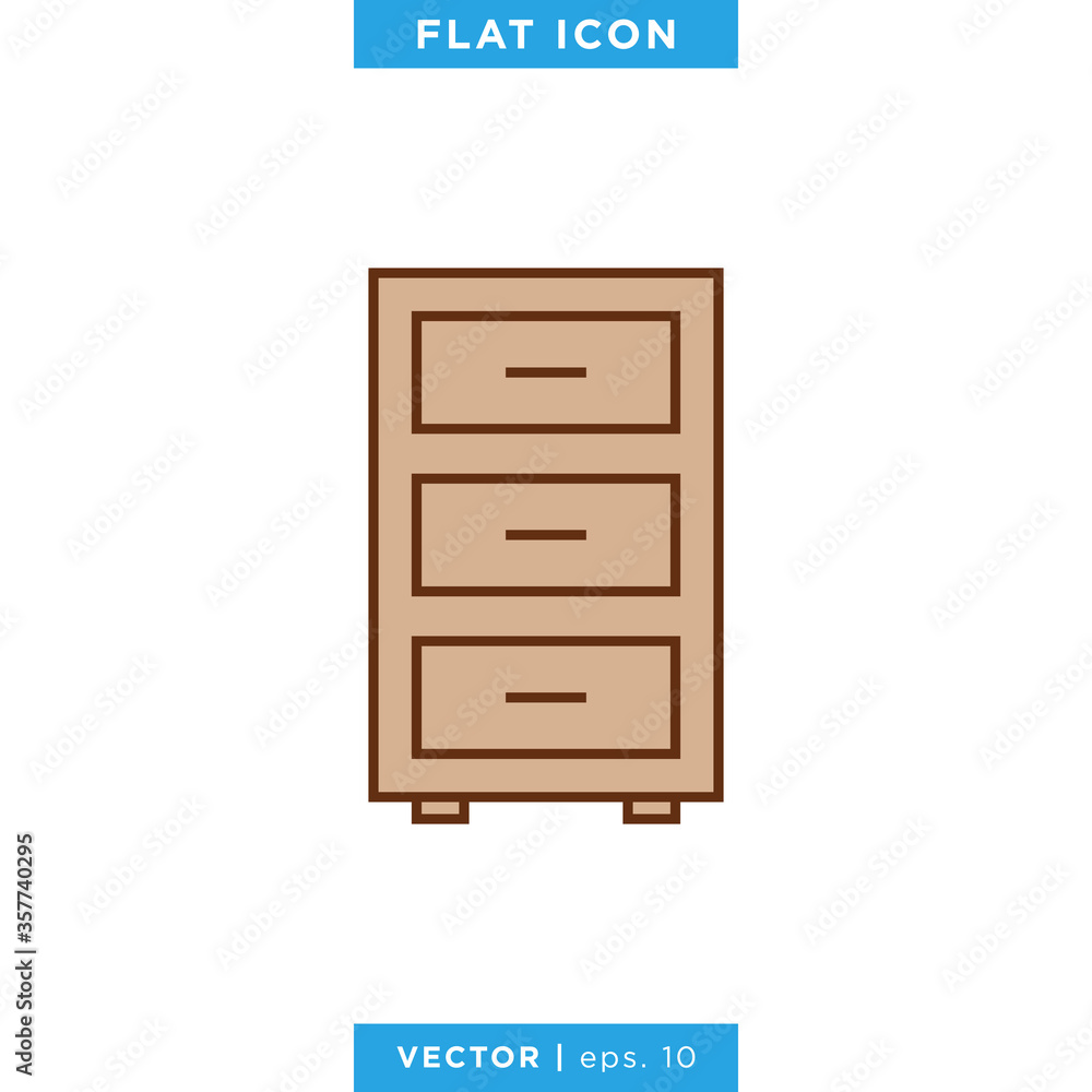 Cabinet drawer icon vector design template. Cabinet drawer icon vector design template.
