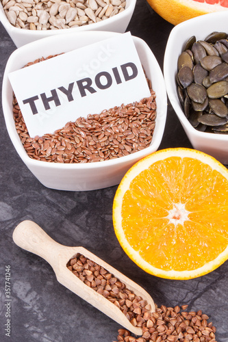 Nutritious products and ingredients containing vitamins for healthy thyroid