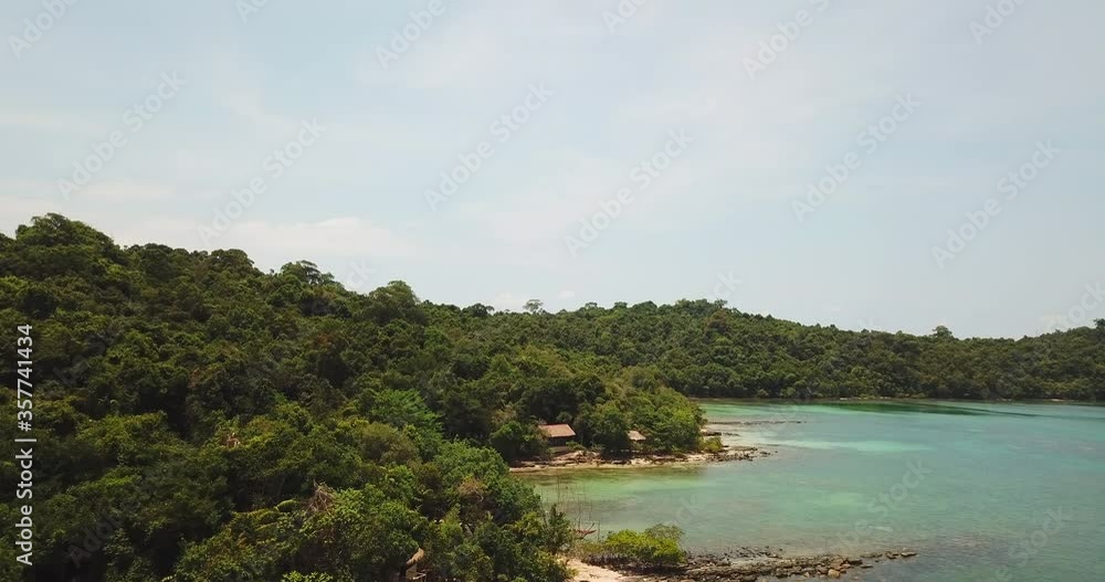 Aerial shot above island and coast in the Gulf of Thailand in the western part of the South China Sea Aerial shot above island and coast in the Gulf of Thailand in the western part of the South China Sea