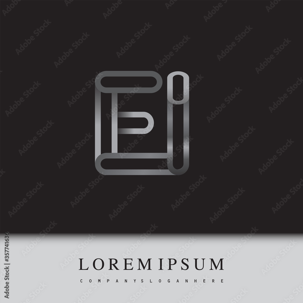 initial logo letter EI, linked outline silver colored, rounded logotype initial logo letter EI, linked outline silver colored, rounded logotype