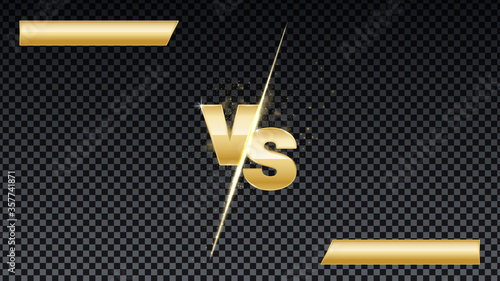 Versus gold fire battle. MMA concept - fight night, MMA, boxing, wrestling, Thai boxing. VS of metal letters with light fire and glow. Versus battle vector.