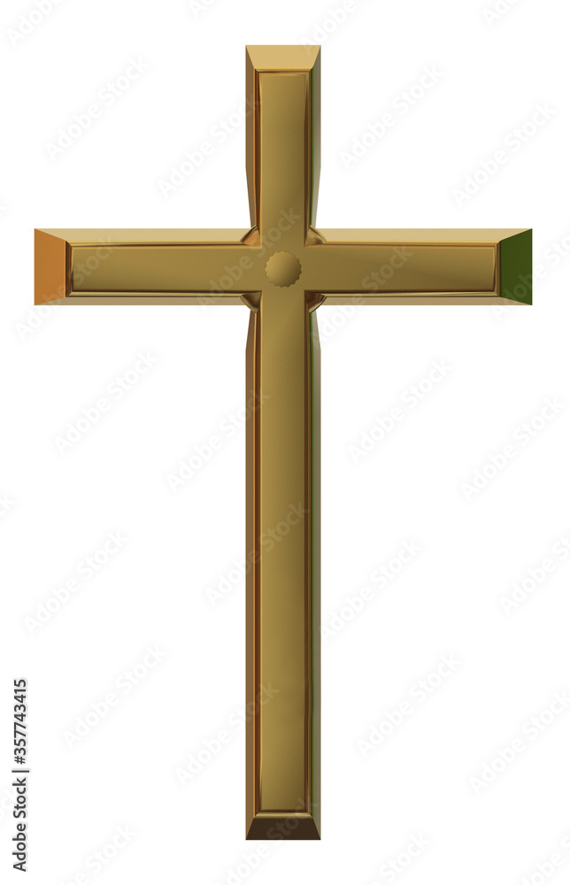 cross golden isolated for background - 3d rendering