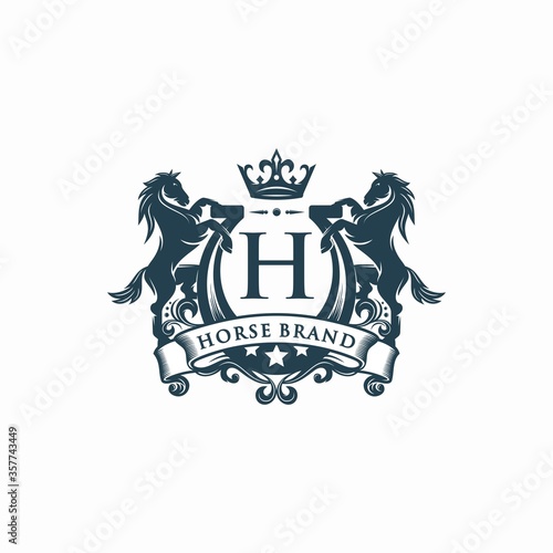 Horse brand logo design vector template
