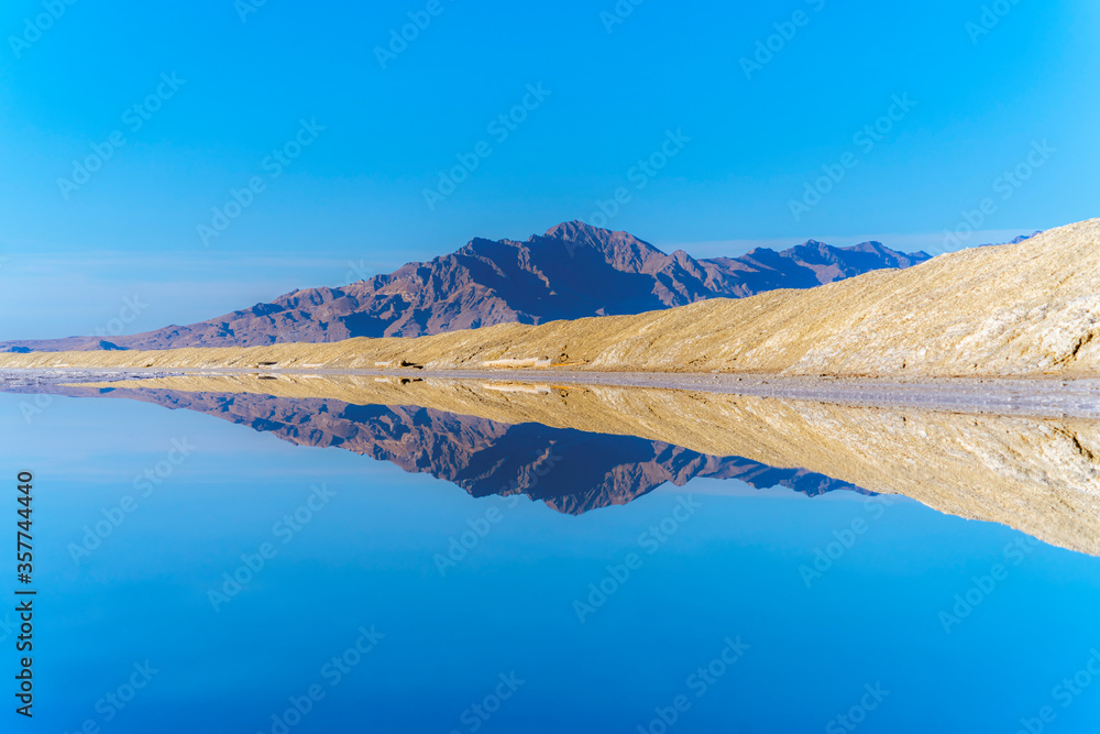 Landscape with reflections at Bonnievale Salt Flat
