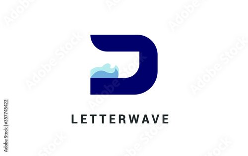 Free Download company D logo design with Wave icon - GFXLoad