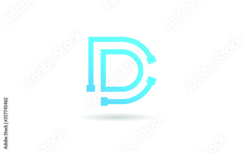 Connected D letter with blue color