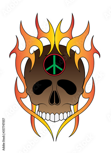 Art Graphic mix Skull Tattoo. Hand drawing nad graphic vector.