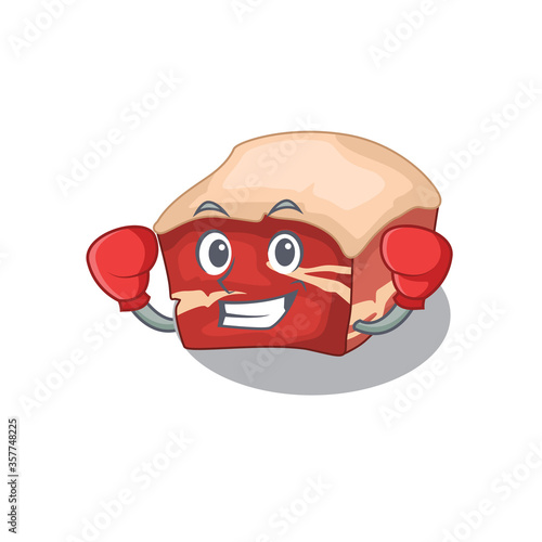 Pork belly Caricature character design as a champion of boxing competition